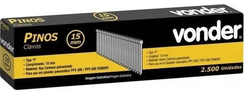 Pino 15mm Grampeador Pinador Cx 2.500 Peças Ppv-15 Vonder