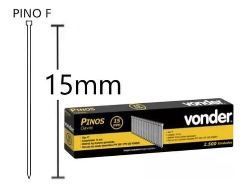 Pino 15mm Grampeador Pinador Cx 2.500 Peças Ppv-15 Vonder