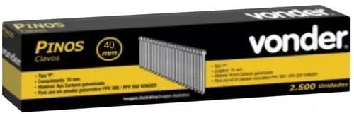 Pino 40mm Grampeador Pinador Ppv-40 Cx - 2.500 Peças Vonder
