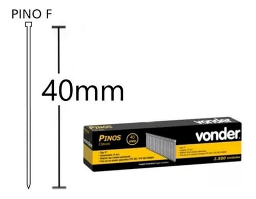 Pino 40mm Grampeador Pinador Ppv-40 Cx - 2.500 Peças Vonder