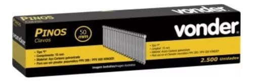 Pino 50mm Grampeador Pinador Ppv-50 Cx - 2.500 Peças Vonder