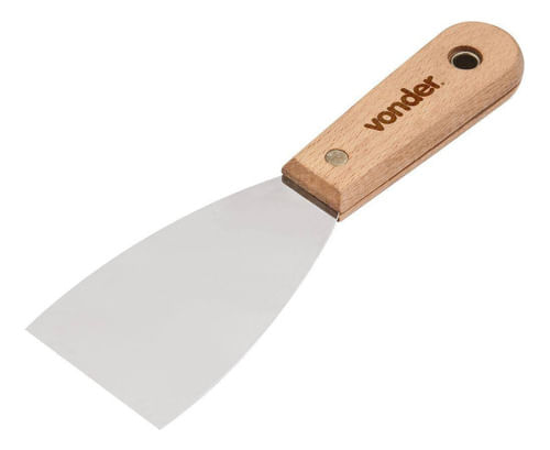 ESPÁTULA DE AÇO INOX LISA 2.1/4" 57MM CABO DE MADEIRA VONDER