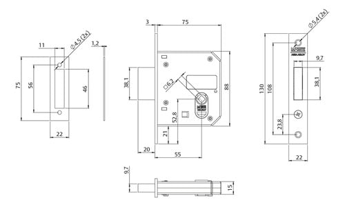 Fechadura Banheiro 1070 Premium 55 Cromo Acetinado La Fonte