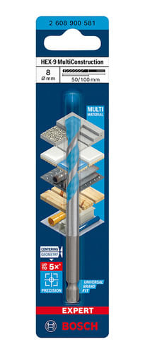 BROCA EXPERT HEX-9 MULTICONSTRUCTION Ø8 X 50 X 100MM BOSCH