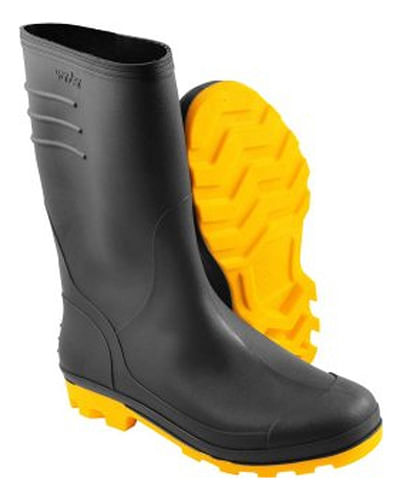 Bota de Pvc Preta com Solado Amarelo Nº39 Cano Médio Vonder