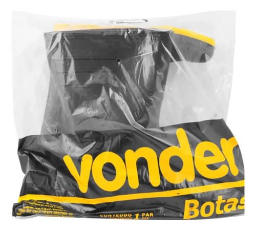 Bota de Pvc Preta com Solado Amarelo Nº39 Cano Médio Vonder