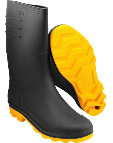 Bota de Pvc Preta com Solado Amarelo Nº40 Cano Médio Vonder
