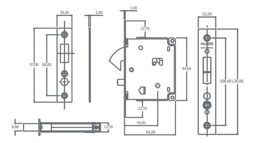 Fechadura Banheiro 4021 Evo S45 R333 In Preto Brilhante La Fonte