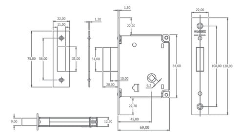 Fechadura Banheiro 1070 Rolete  S45 En327 Acetinado La Fonte