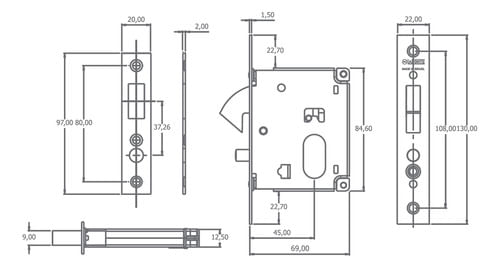 Fechadura Externa 222 Bico Papagaio S45 327 Cromado La Fonte