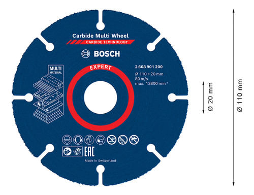 DISCO DE CORTE EXPERT CARBIDE MULTI-WHEEL 110MM BOSCH