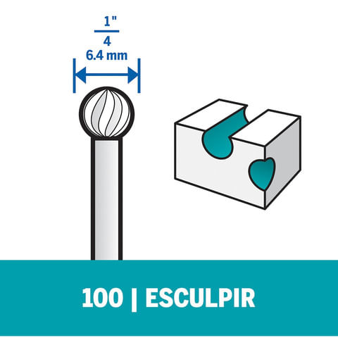 Escareador para Esculpir de Ponta Redonda de 6.4mm Dremel