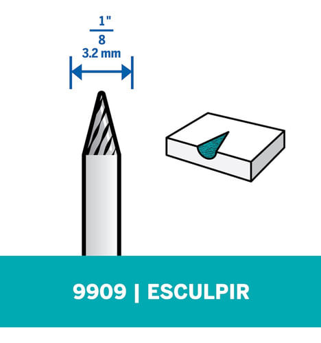 Escareador para Esculpir de Ponta Flecha 3.2mm 9909 Dremel