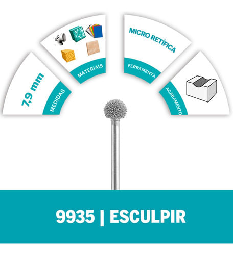 Escareador para Esculpir de Ponta Redonda 7.9mm Dremel