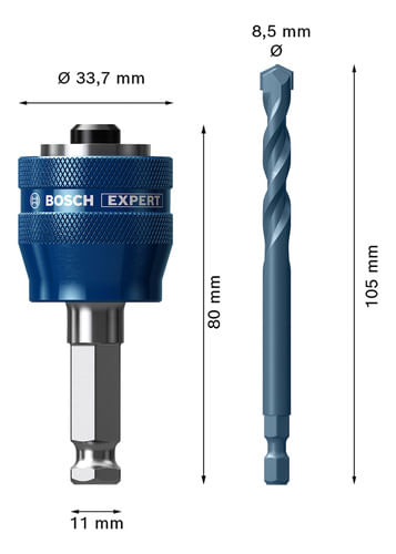 Adaptador 8.7mm Broca Tct 8.5 X 105mm Power Change Bosch