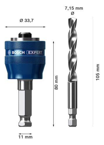 ADAPTADOR 8.7MM BROCA HSS-G 7.15 X 105MM POWER CHANGE BOSCH