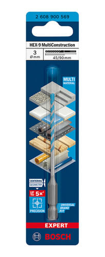 Broca Expert Hex-9 Multiconstruction Ø3 X 45 X 90mm Bosch