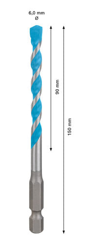Broca Expert Hex-9 Multiconstruction Ø6 X 90 X 150mm Bosch