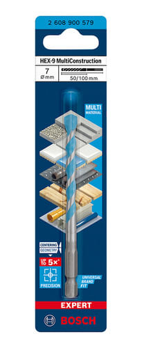 Broca Expert Hex-9 Multiconstruction Ø7 X 50 X 100mm Bosch