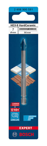 BROCA PARA PORCELANATO EXPERT HEXAGONAL Ø7 X 90MM BOSCH