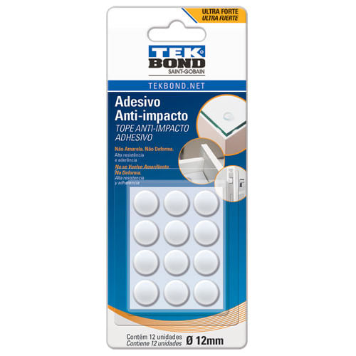 Adesivo Anti-impacto Rendondo - 12mm 12 Unidades Tekbond