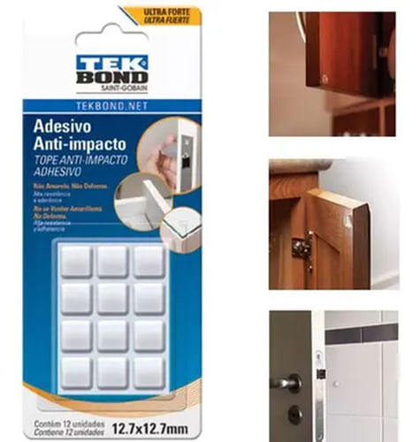 Adesivo Anti-impacto Quadrado - 12.7 Mm 12 Unidades Tekbond