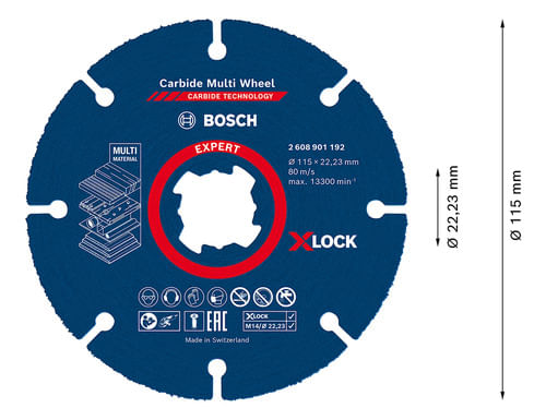 Disco de Corte Expert Carbide Mult-wheel X-lock 115mm Bosch