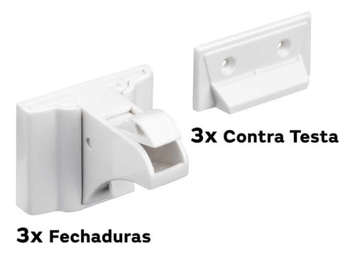 Kit 3 Fecho Magnético Invisivel 1 Puxador para Portas Hafele