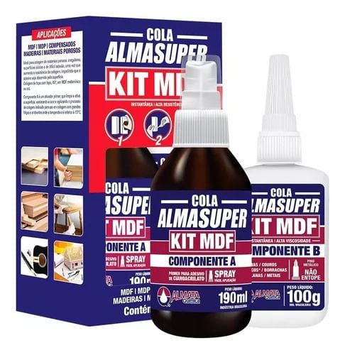 Kit Mdf Cola Instantânea Adesiva Gel e Ativador Baungarten