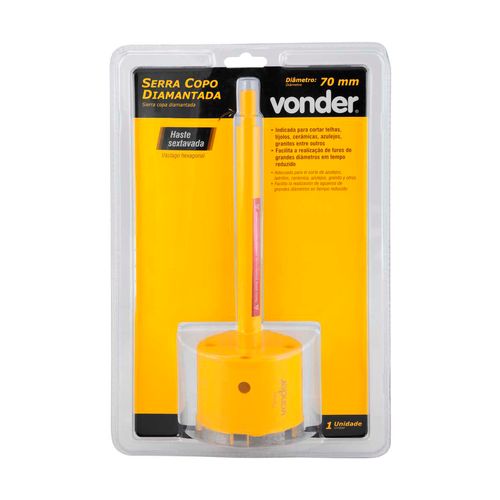 SERRA COPO DIAMANTADA 70MM COM HASTE VONDER