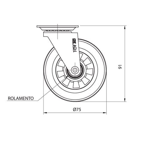 Rodízio de Silicone Rg-75mm com Rolamento Sem Freio Fgvtn