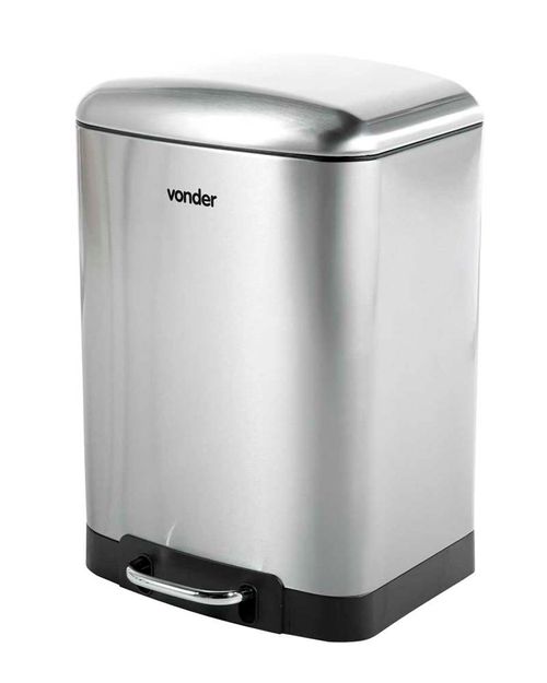 Lixeira Retangular 30 Litros Inox Vonder
