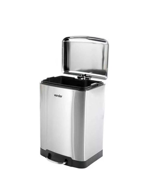 Lixeira Retangular 30 Litros Inox Vonder