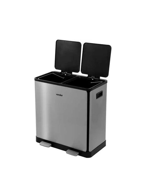 Lixeira Retangular Dupla 30 Litros Inox Vonder