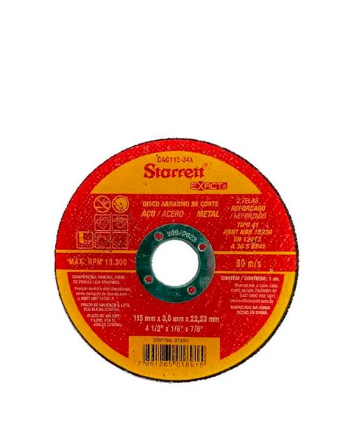 Disco Abrasivo de Corte 115x3,0x22,23mm Starrett