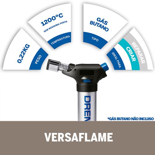 Versaflame Mini-Maçarico a Gás + 7 Acessórios