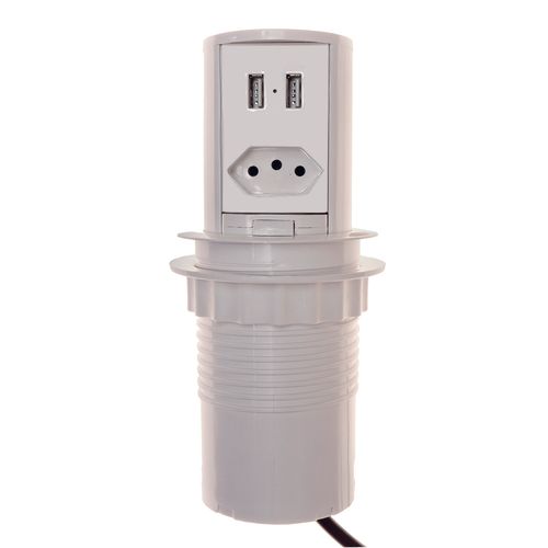 Torre Manual 10a 1 Tomadas 2 Usb Branca Qtmov