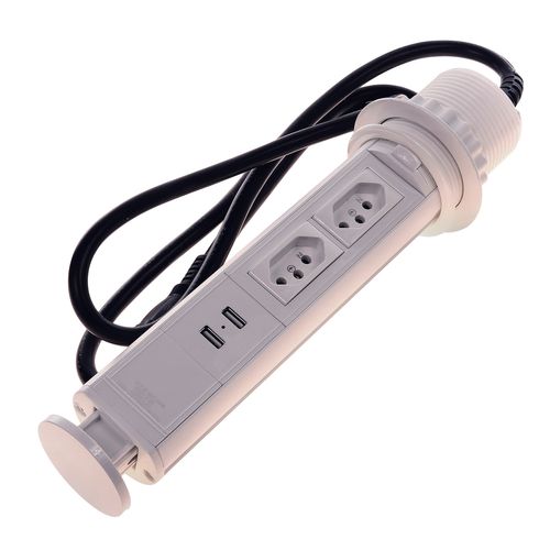 Torre Manual 20a 2 Tomadas 2 Usb Branca Qtmov