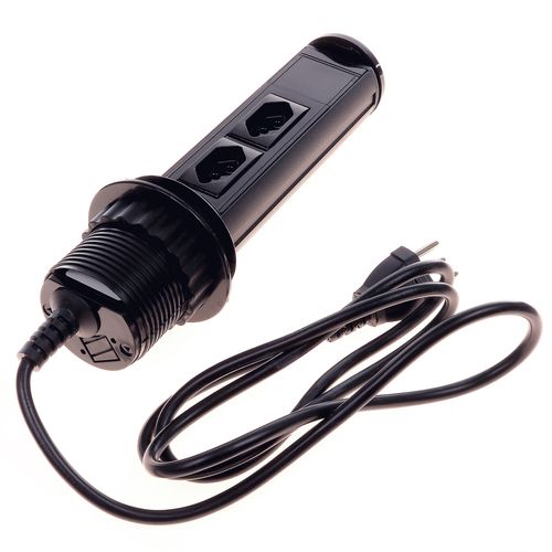 Torre Manual 10a 2 Tomadas Preta Qtmov