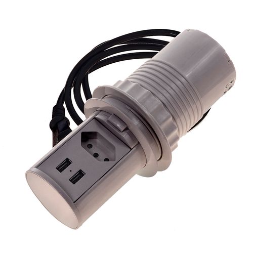 Torre Manual 20a 1 Tomadas 2 Usb Cinza Qtmov