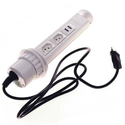 Torre Manual 10a 2 Tomadas 2 Usb Branca Qtmov