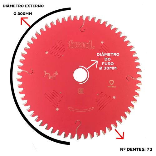 Disco de Serra 300 x 2.5XF30mm 72 Dentes FR28W002T Freud