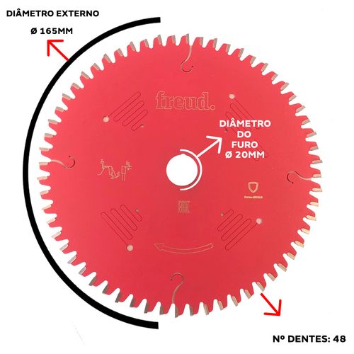 DISCO DE SERRA 165X2.6XF20MM 48 DENTES FR07L001H FREUD