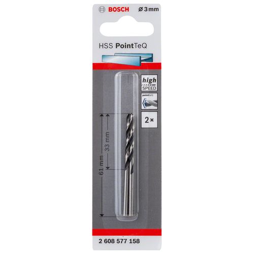BROCA PARA METAL HSS-POINT TEQ 3.0MM 2 PEÇAS BOSCH