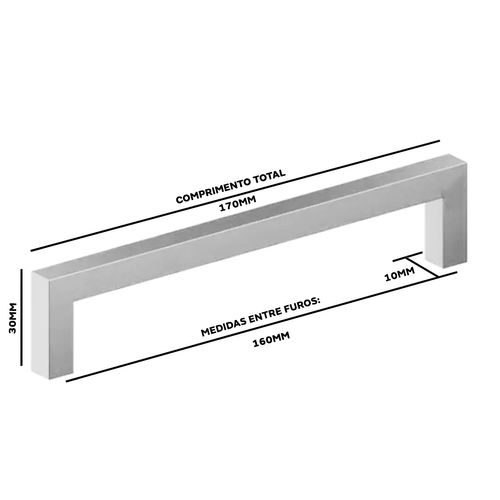 Puxador Rezzo Il-811 160mm Inox Escovado Italy Line