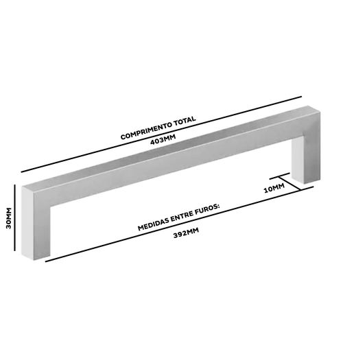 Puxador Rezzo Il-811 392mm Inox Escovado Italy Line