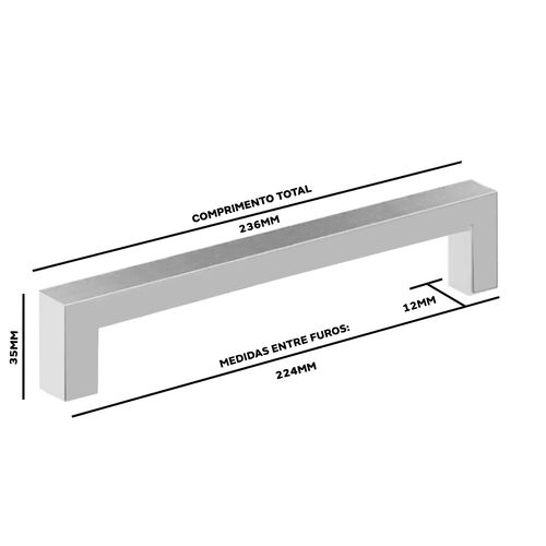 Puxador Il-816 224mm Inox Polido Italy Line