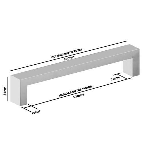 Puxador Alça Il-818 520mm Inox Escovado Italy Line
