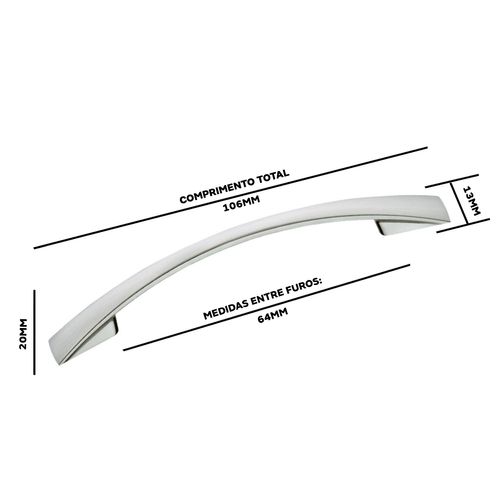 Puxador Sonico Il-2092 64mm Escovado Italy Line