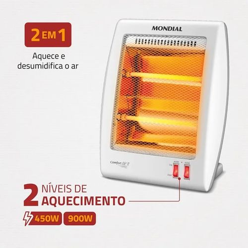 Aquecedor de ambiente Quartzo 2 em 1 Comfort Air Iii 220v - 900w Mondial